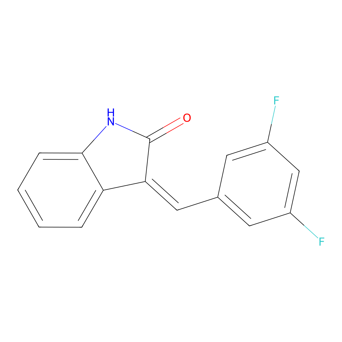 3-[(3,5-Difluorophenyl)methylene]-1,3-dihydro-2H-indol-2-one molecular structure, CAS 259099-76-8