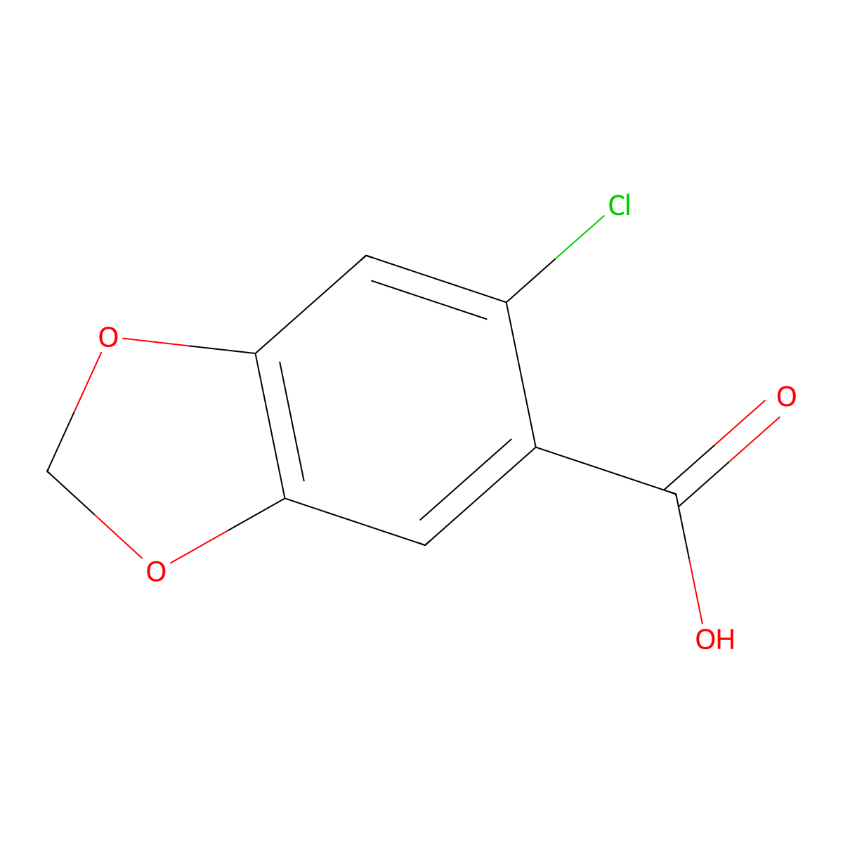 6-Chloro-1,3-benzodioxole-5-carboxylic acid molecular structure, CAS 2591-26-6