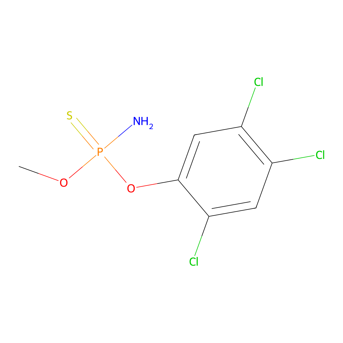 Phosphoramidothioic acid, O-methyl O-(2,4,5-trichlorophenyl) ester molecular structure, CAS 2591-66-4