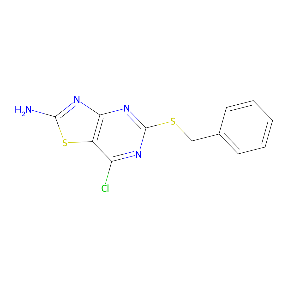 5-(Benzylthio)-7-chloro[1,3]thiazolo[4,5-d]pyrimidin-2-amine molecular structure, CAS 259103-38-3