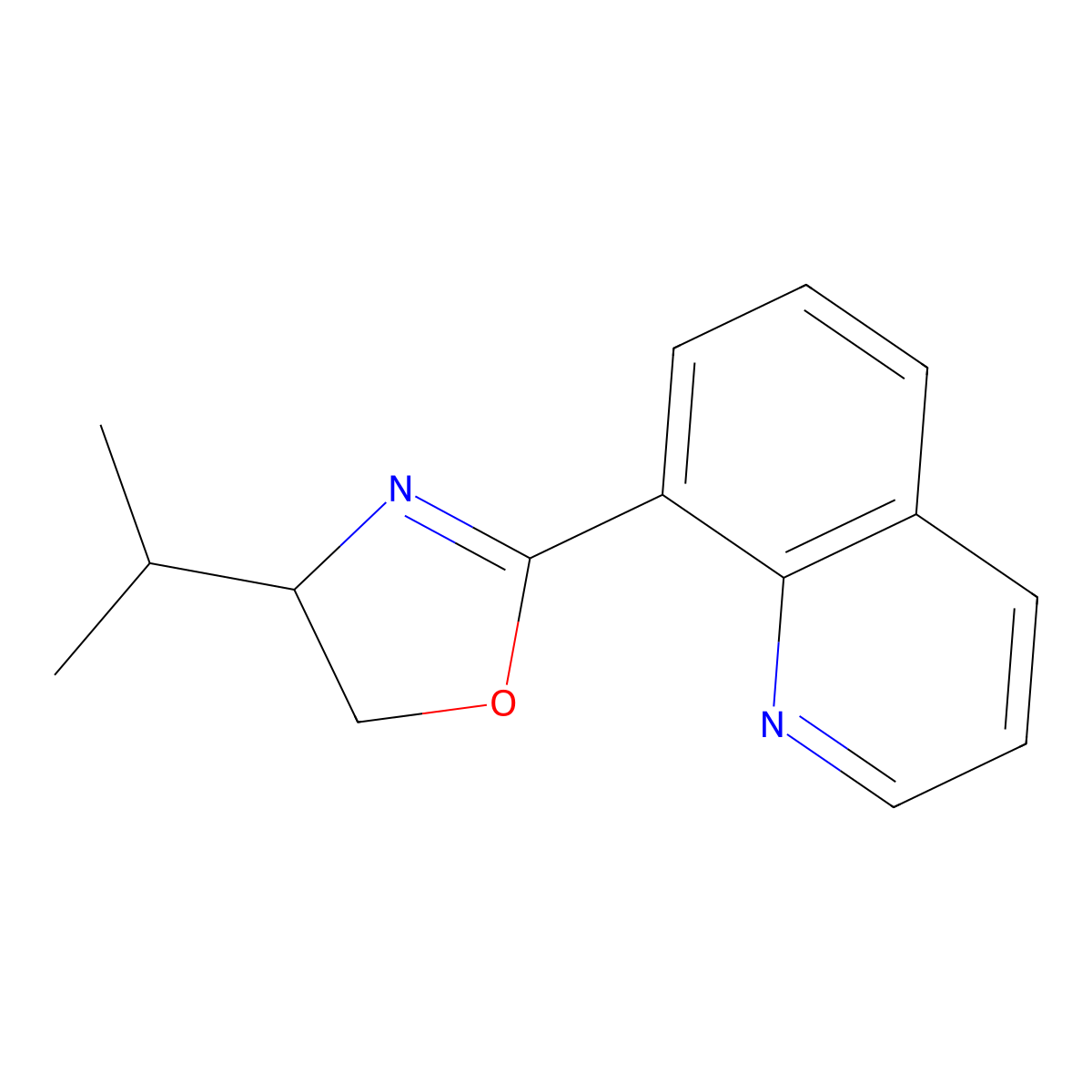 (R)-4-Isopropyl-2-(quinolin-8-yl)-4,5-dihydrooxazole molecular structure, CAS 259105-54-9