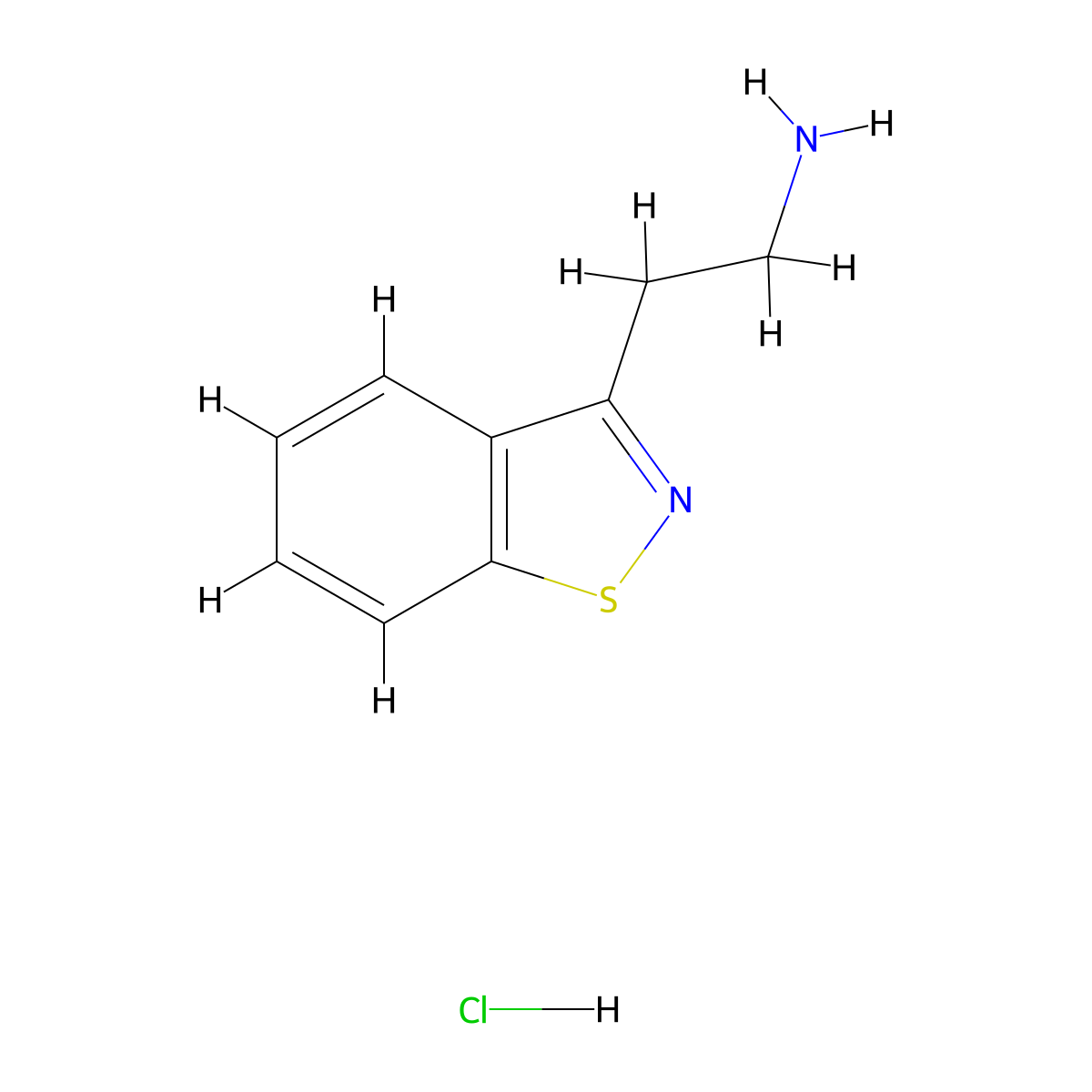 2-(1,2-Benzothiazol-3-yl)ethan-1-amine hydrochloride molecular structure, CAS 259110-32-2