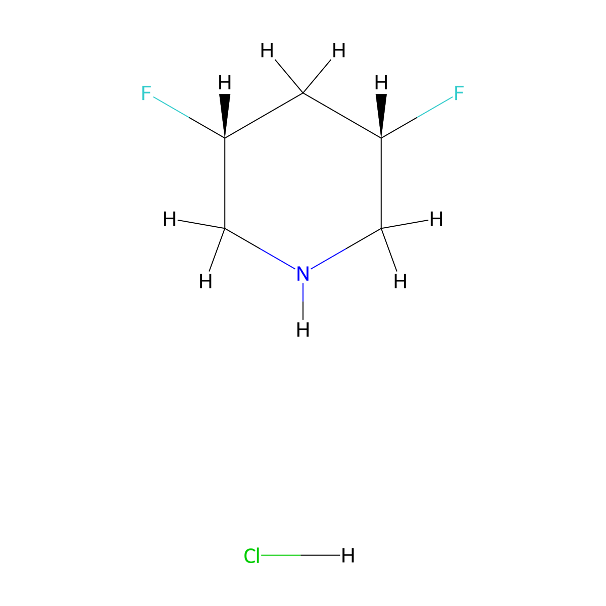 rac-(3R,5S)-3,5-difluoropiperidine hydrochloride molecular structure, CAS 259110-60-6