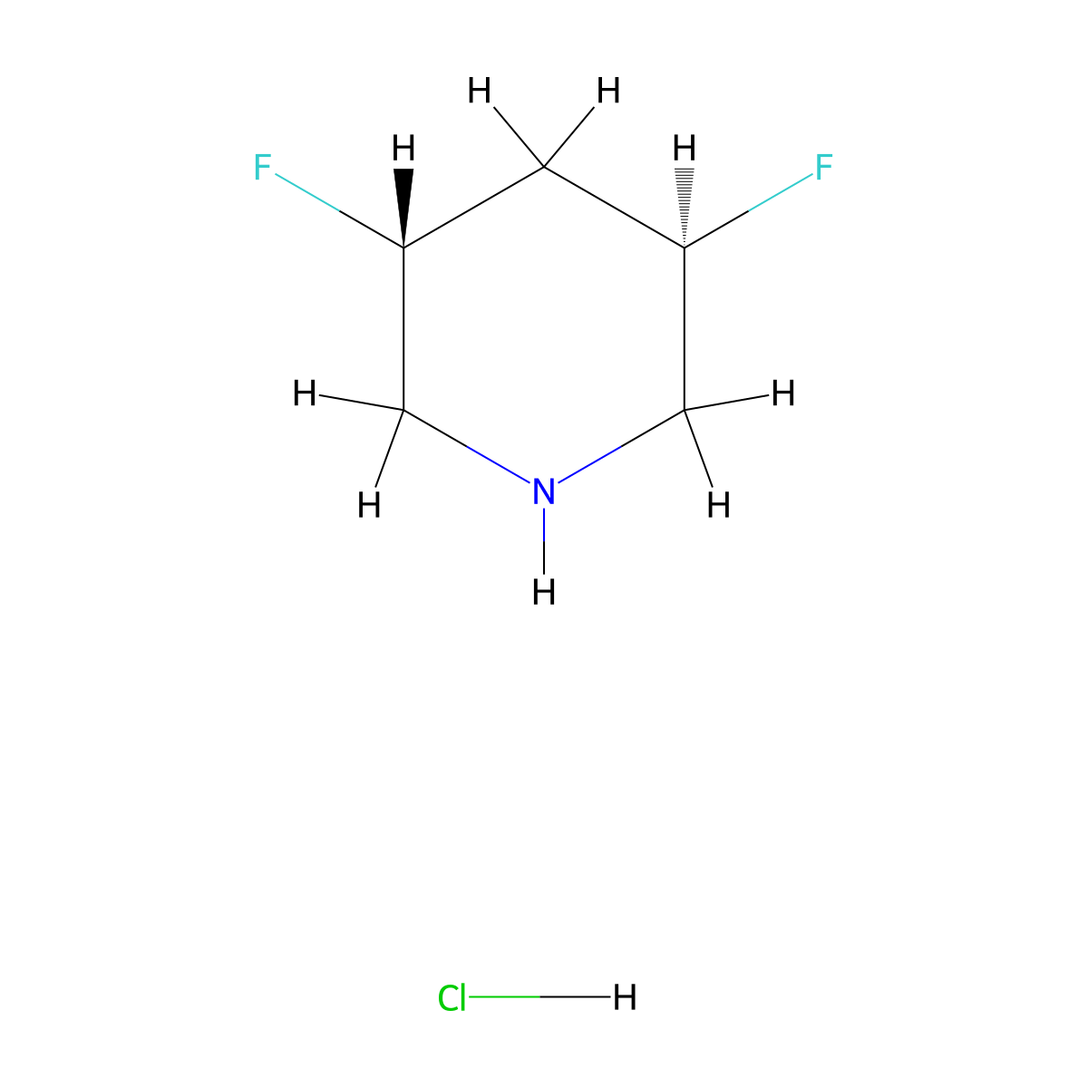 rel-(3R,5R)-3,5-Difluoropiperidine hydrochloride molecular structure, CAS 259110-61-7