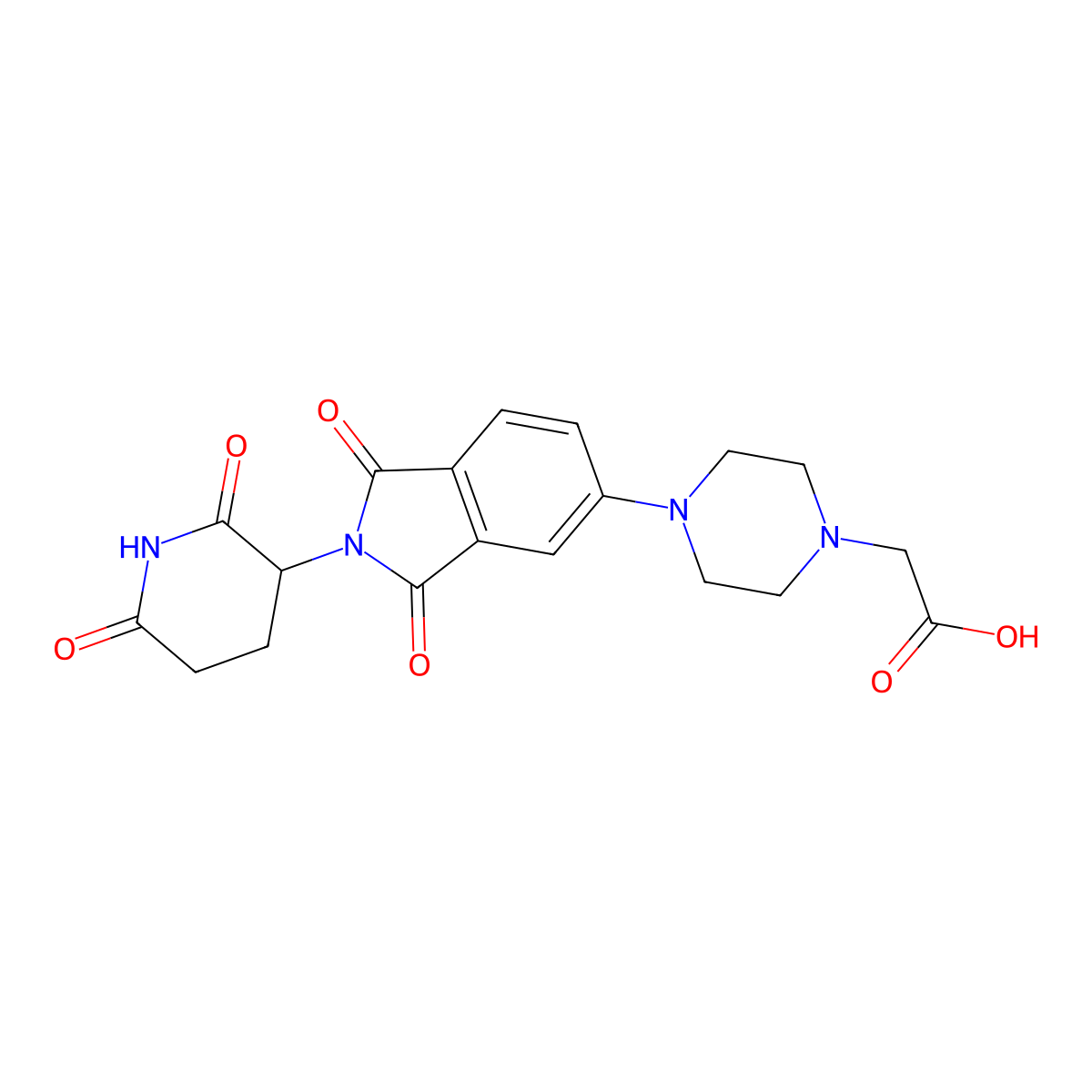 (4-(2-(2,6-dioxopiperidin-3-yl)-1,3-dioxo-2,3-dihydro-1H-isoindol-5-yl)piperazin-1-yl)acetic acid molecular structure, CAS 2591180-39-9