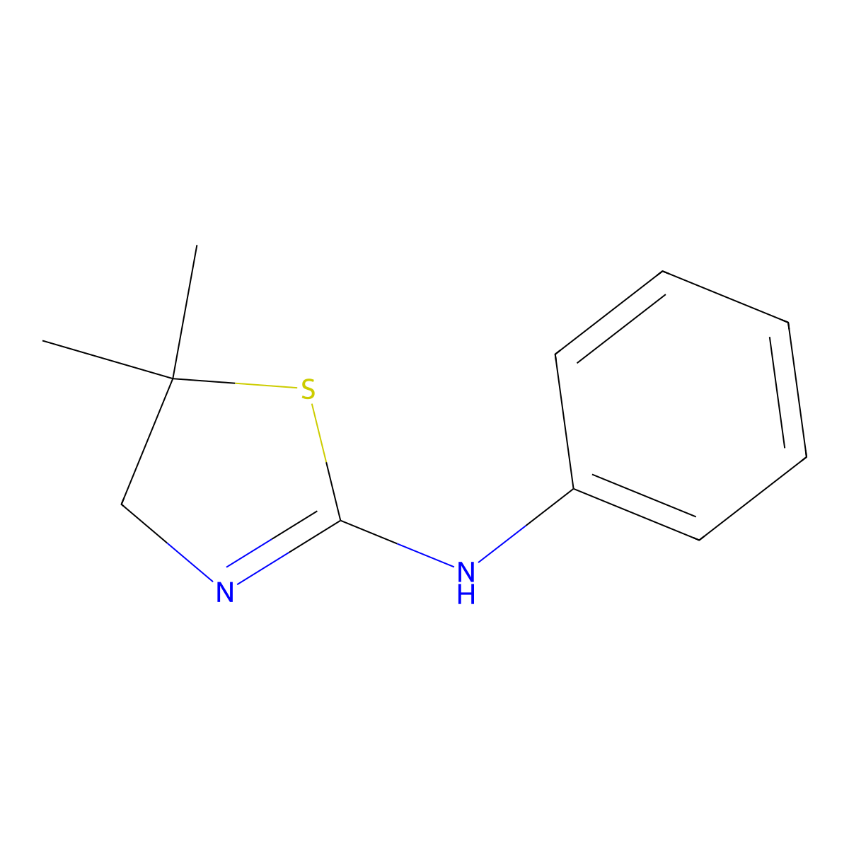 2-Thiazolamine, 4,5-dihydro-5,5-dimethyl-N-phenyl- molecular structure, CAS 25913-86-4