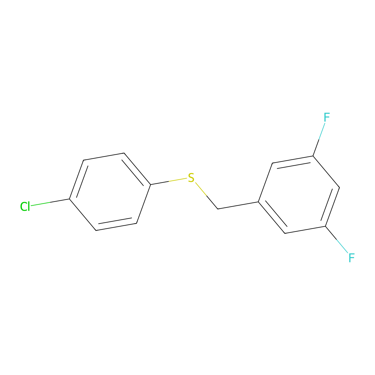 (4-Chlorophenyl)(3,5-difluorobenzyl)sulfane molecular structure, CAS 259132-16-6