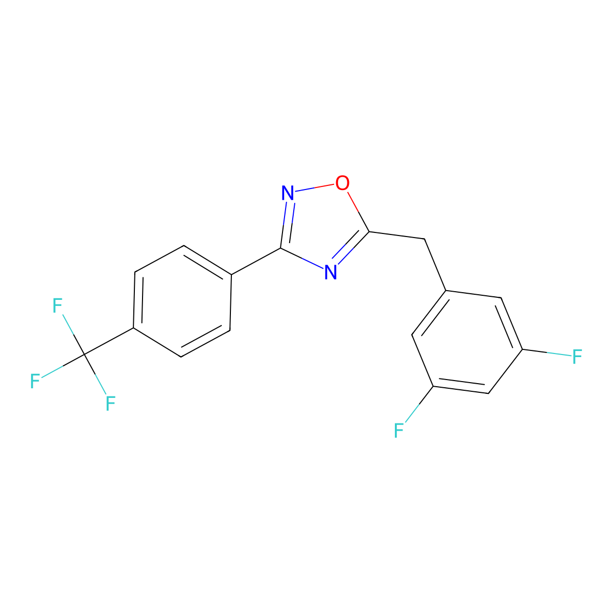 5-[(3,5-Difluorophenyl)methyl]-3-[4-(trifluoromethyl)phenyl]-1,2,4-oxadiazole molecular structure, CAS 259132-22-4
