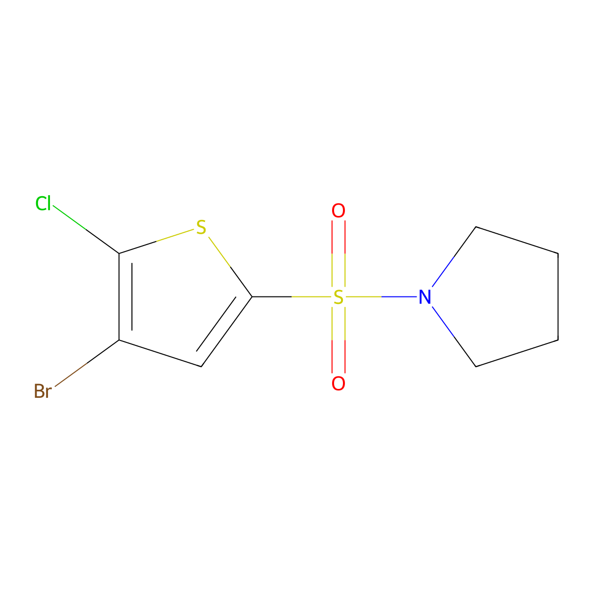1-[(4-Bromo-5-chloro-2-thienyl)sulfonyl]pyrrolidine molecular structure, CAS 259137-98-9