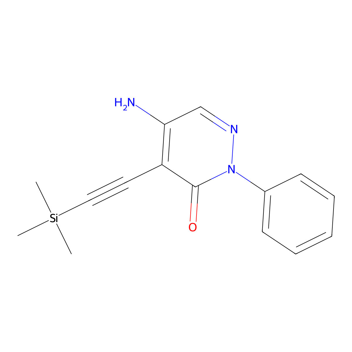 5-amino-2-phenyl-4-((trimethylsilyl)ethynyl)pyridazin-3(2H)-one molecular structure, CAS 2591520-53-3