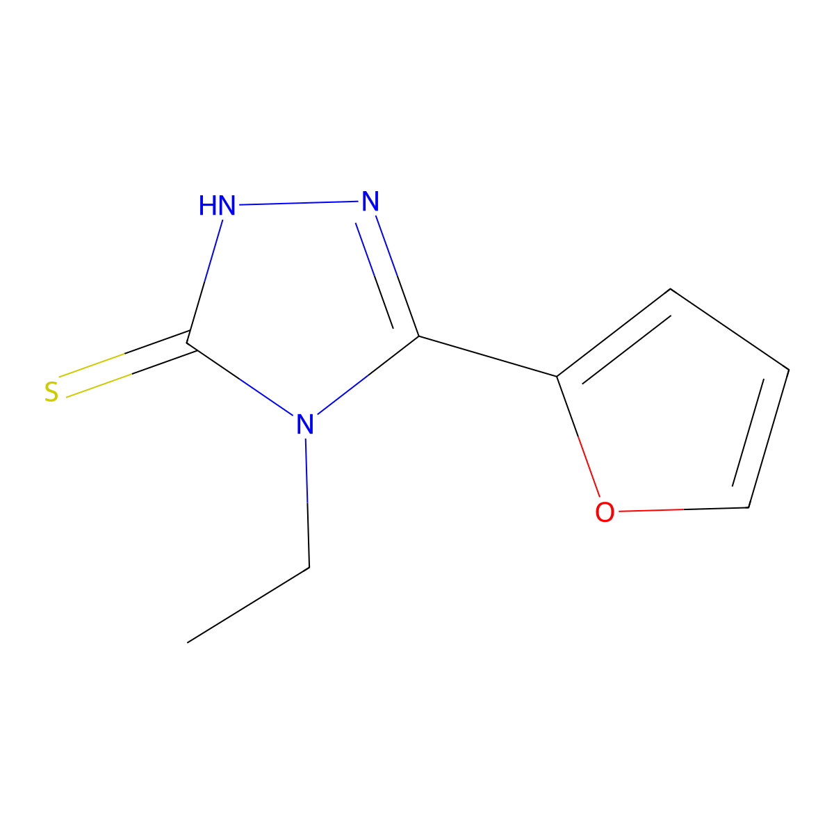 4-Ethyl-5-furan-2-yl-4H-(1,2,4)triazole-3-thiol molecular structure, CAS 259153-94-1