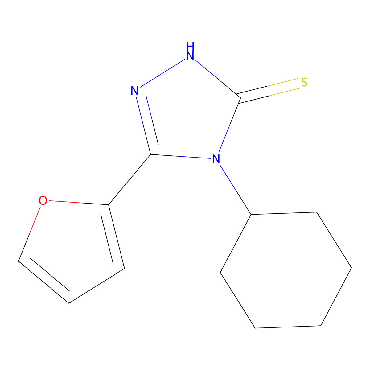 4-cyclohexyl-5-(furan-2-yl)-4H-1,2,4-triazole-3-thiol molecular structure, CAS 259154-01-3