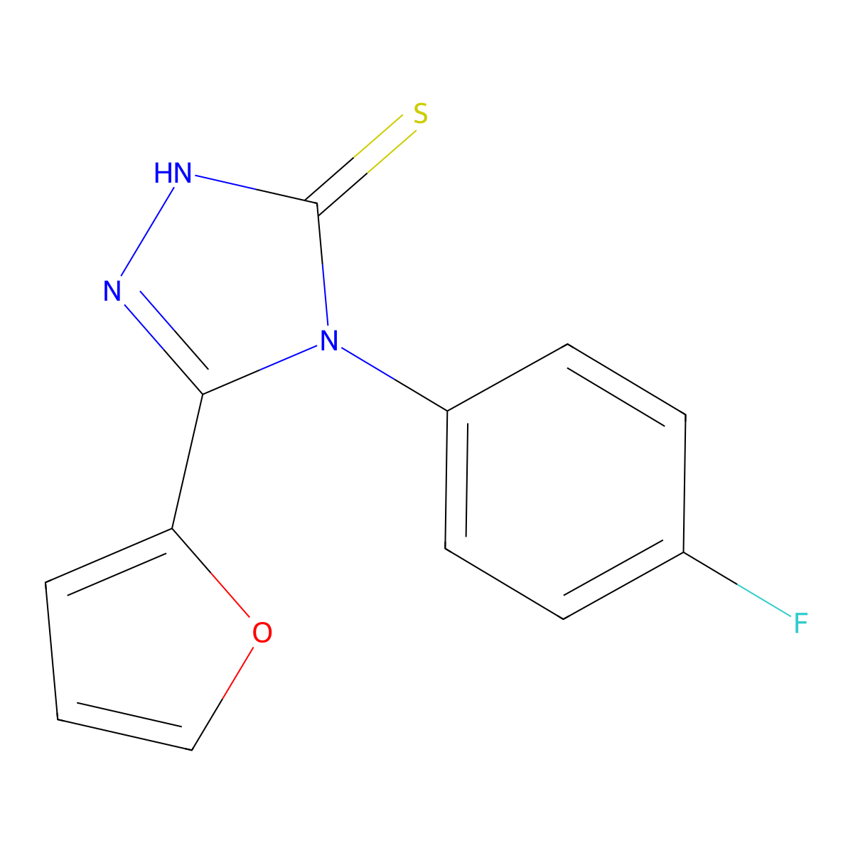 4-(4-fluorophenyl)-5-(furan-2-yl)-4H-1,2,4-triazole-3-thiol molecular structure, CAS 259154-02-4