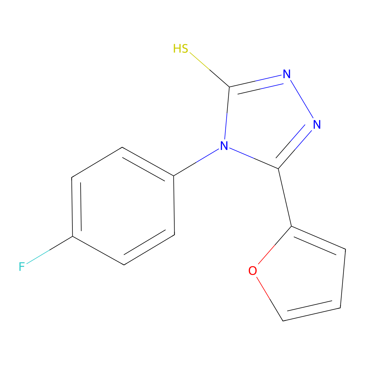 4-(4-fluorophenyl)-5-(furan-2-yl)-4H-1,2,4-triazole-3-thiol molecular structure, CAS 259154-02-4