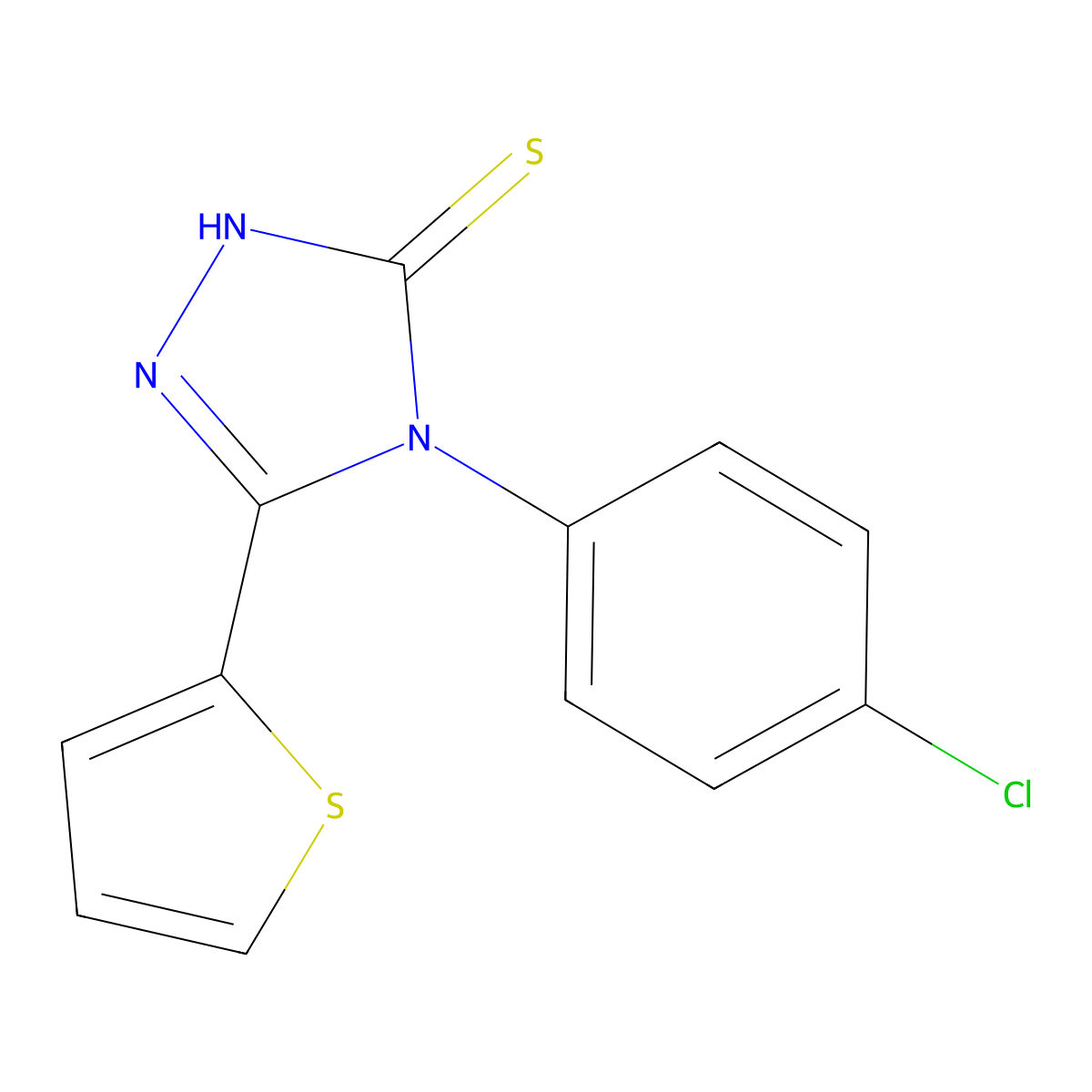 4-(4-chlorophenyl)-5-(thiophen-2-yl)-4H-1,2,4-triazole-3-thiol molecular structure, CAS 259154-04-6