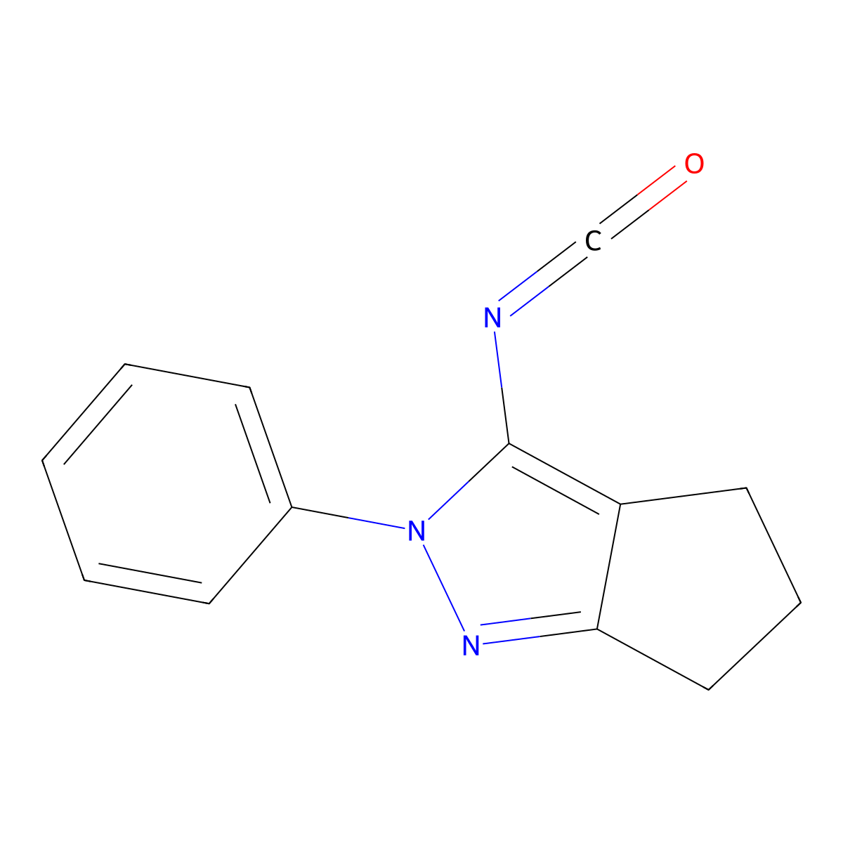 3-isocyanato-2-phenyl-2H,4H,5H,6H-cyclopenta[c]pyrazole molecular structure, CAS 2591610-49-8