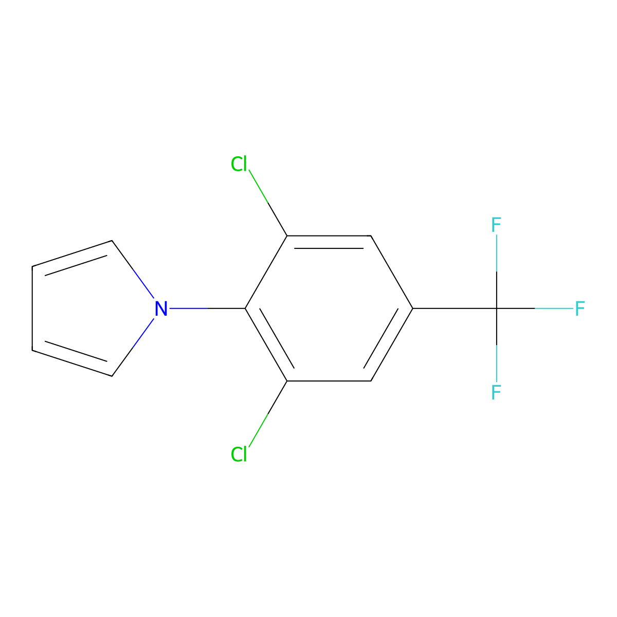1-[2,6-dichloro-4-(trifluoromethyl)phenyl]-1H-pyrrole molecular structure, CAS 259175-24-1