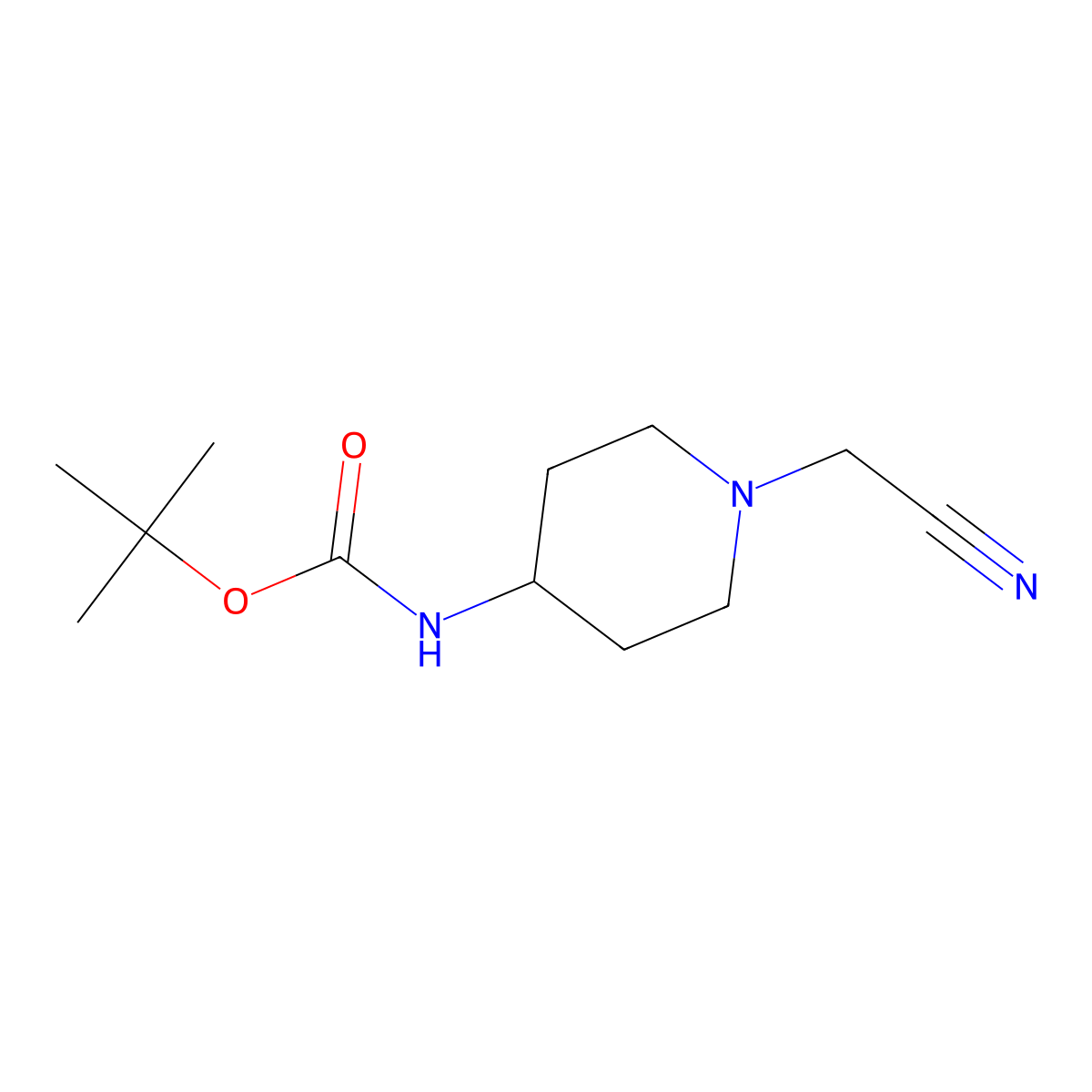 tert-butyl N-[1-(cyanomethyl)piperidin-4-yl]carbamate molecular structure, CAS 259180-66-0