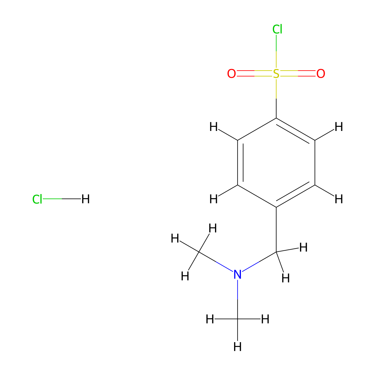 4-[(Dimethylamino)methyl]benzene-1-sulfonyl chloride hydrochloride molecular structure, CAS 259183-88-5