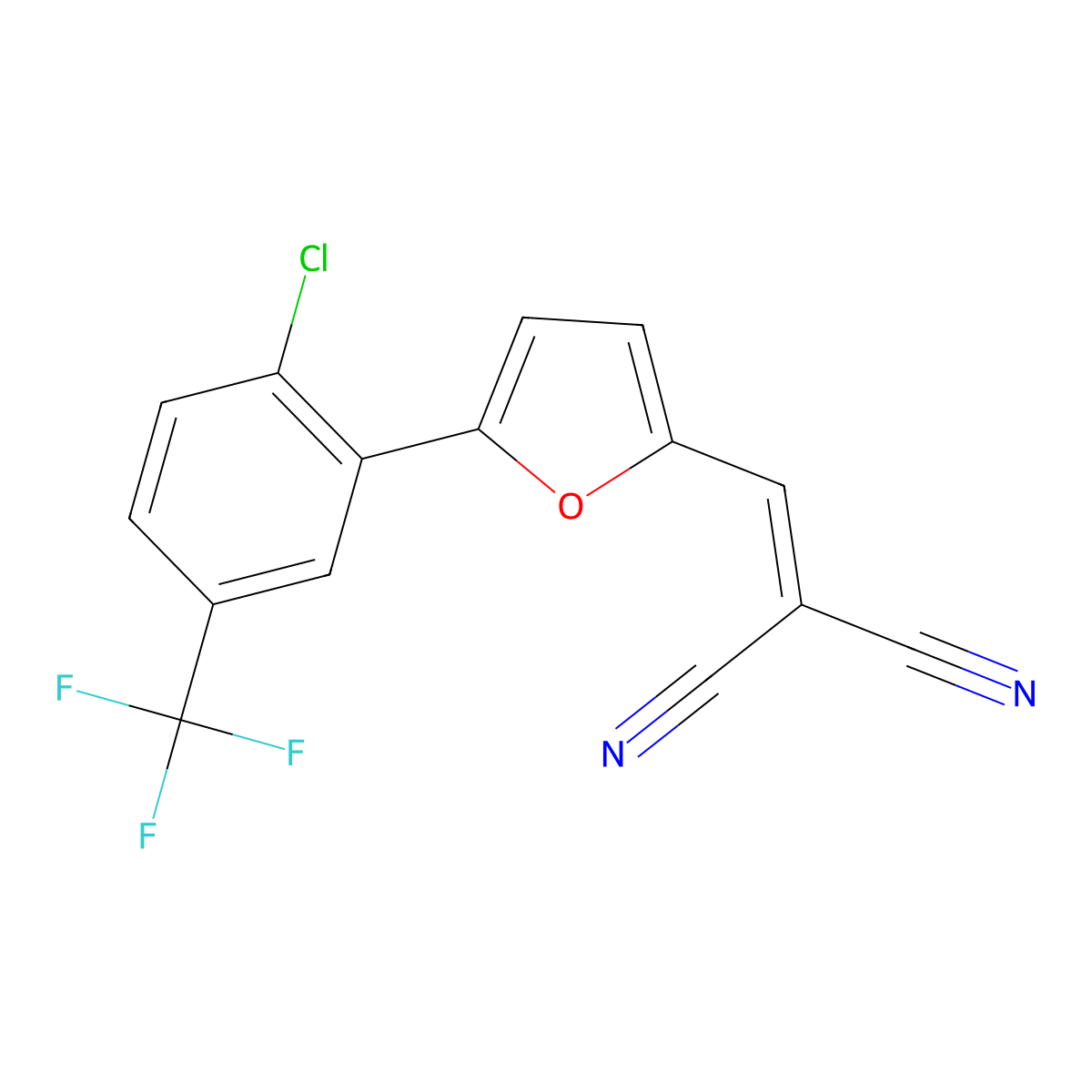 2-({5-[2-Chloro-5-(trifluoromethyl)phenyl]-2-furyl}methylene)malononitrile molecular structure, CAS 259196-42-4
