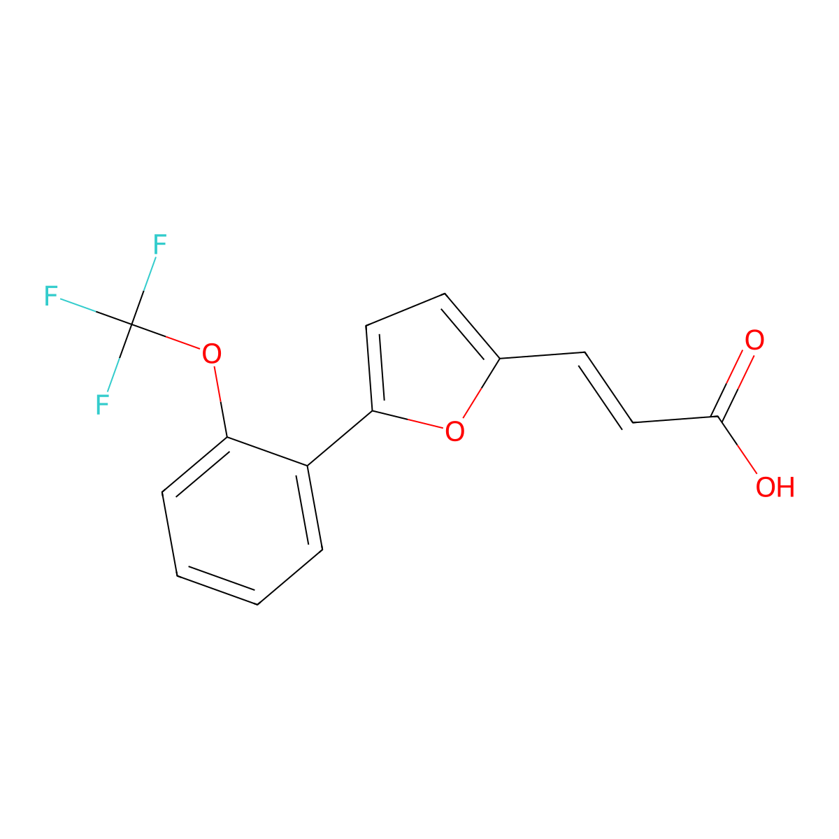 3-[5-[2-(Trifluoromethoxy)phenyl]furan-2-yl]prop-2-enoic acid molecular structure, CAS 259196-57-1