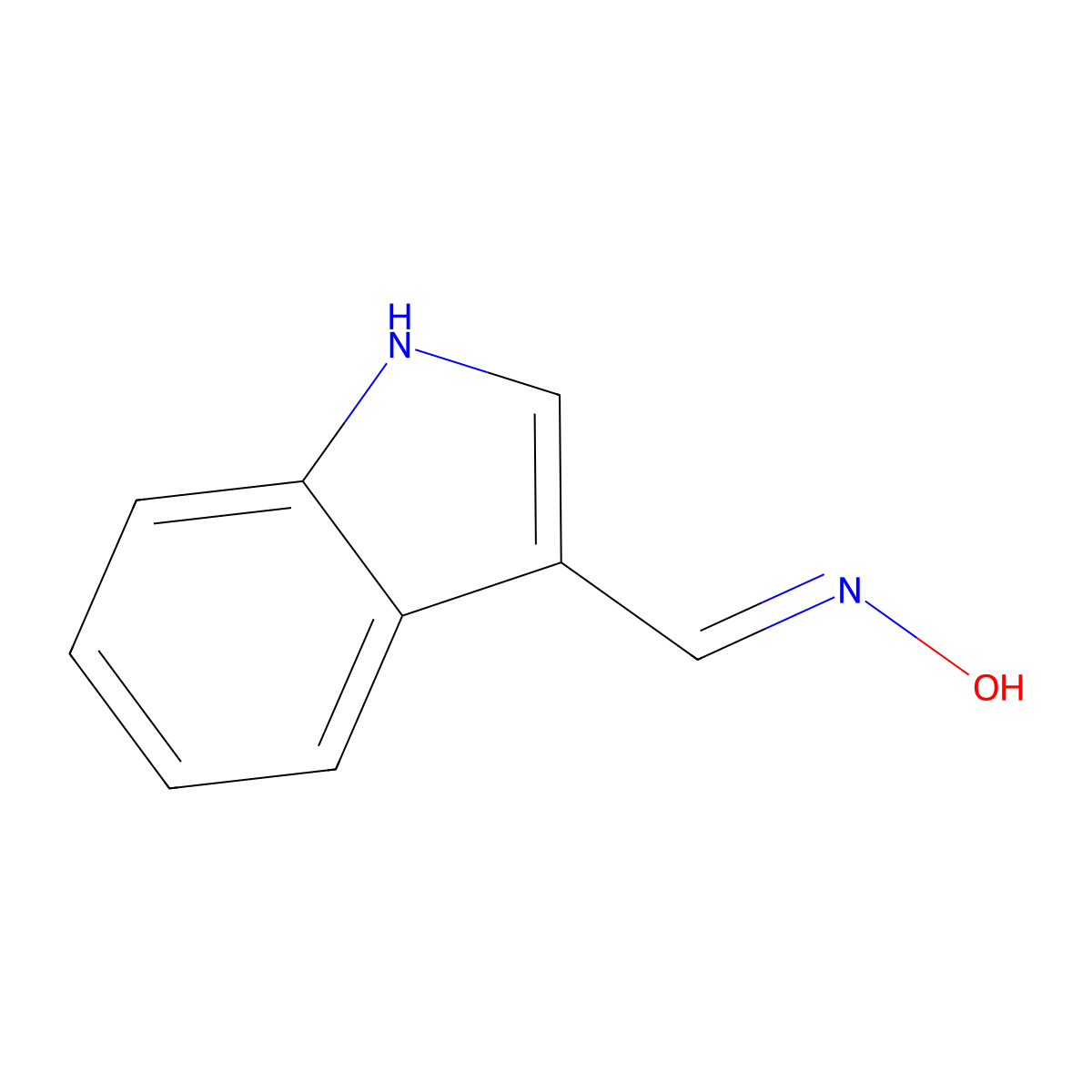 Indole-3-aldehyde oxime molecular structure, CAS 2592-05-4