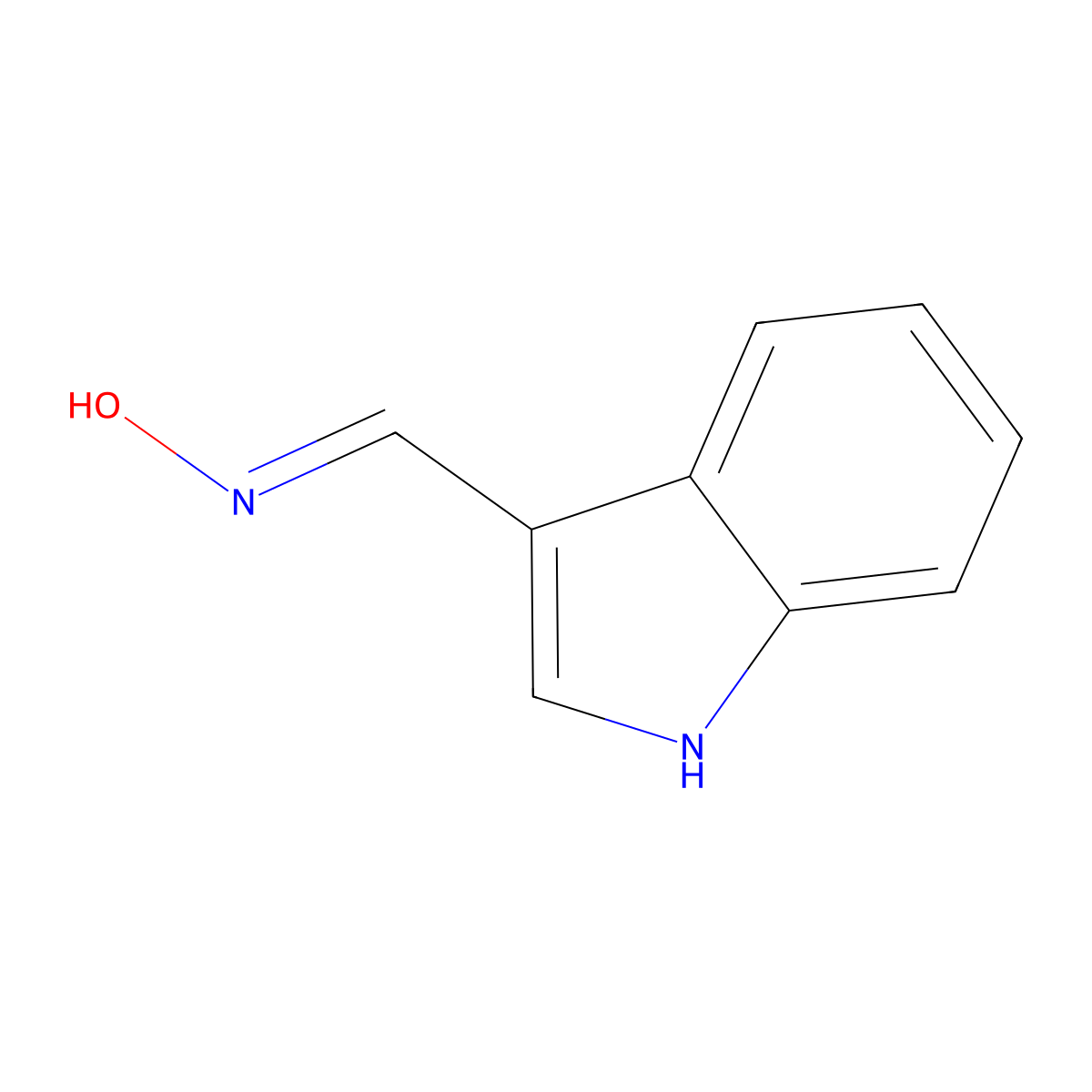 Indole-3-aldehyde oxime molecular structure, CAS 2592-05-4