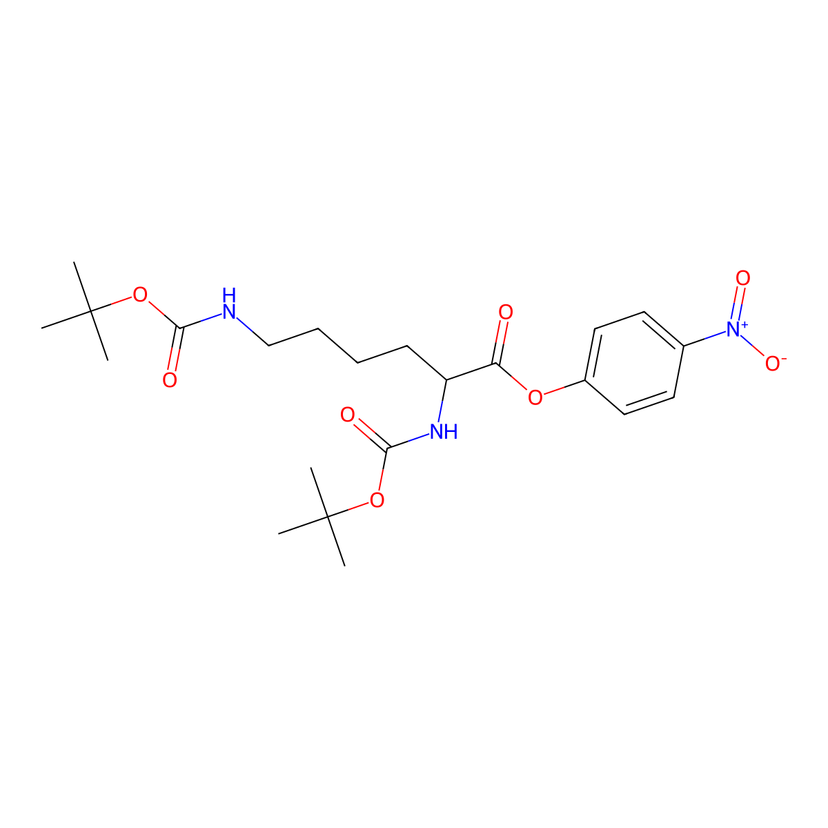 4-Nitrophenyl N2,N6-bis((1,1-dimethylethoxy)carbonyl)-L-lysinate molecular structure, CAS 2592-19-0