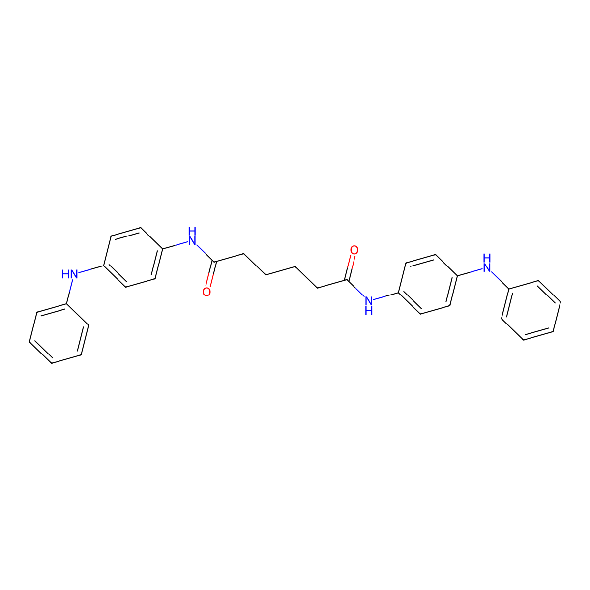 N,N'-bis(4-anilinophenyl)hexanediamide molecular structure, CAS 2592-98-5