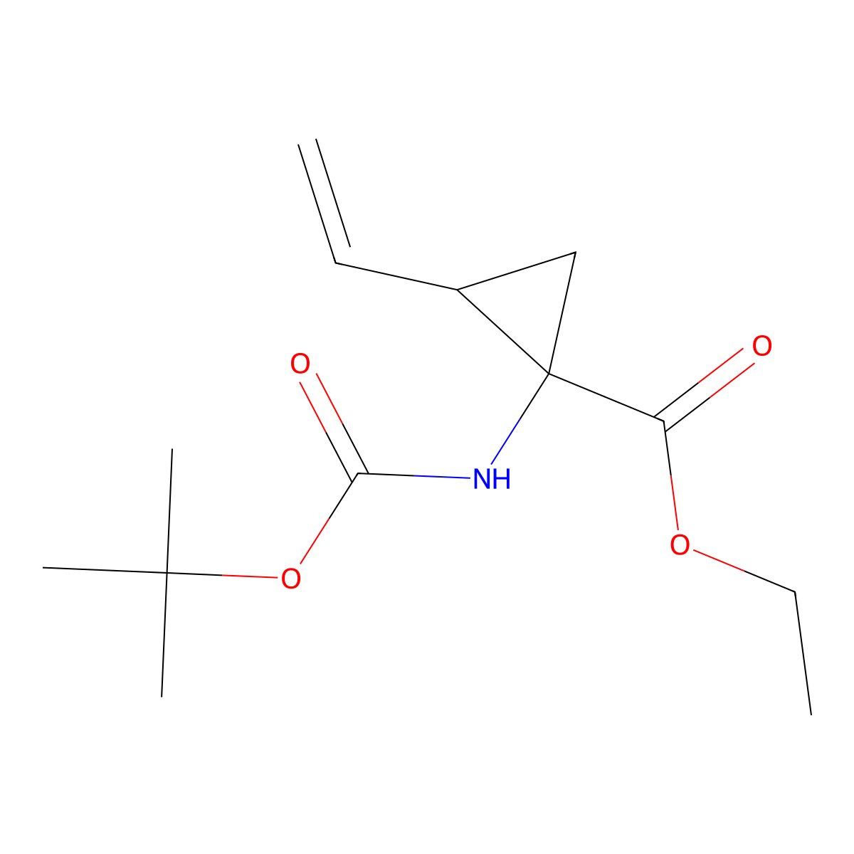 Ethyl (1R,2S)-1-[[(1,1-dimethylethoxy)carbonyl]amino]-2-ethenylcyclopropanecarboxylate molecular structure, CAS 259217-95-3
