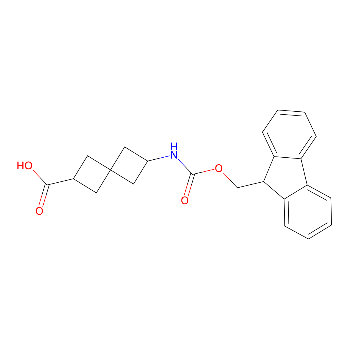 2-(9H-Fluoren-9-ylmethoxycarbonylamino)spiro[3.3]heptane-6-carboxylic acid molecular structure, CAS 2592227-94-4
