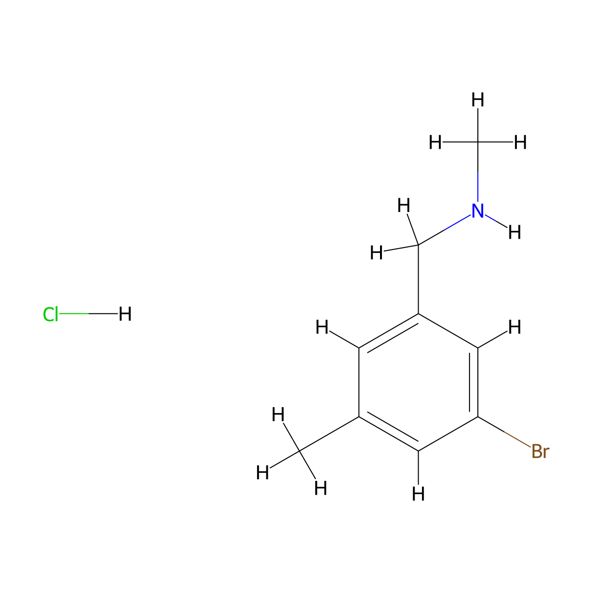 ((3-Bromo-5-methylphenyl)methyl)(methyl)amine hydrochloride molecular structure, CAS 259231-30-6