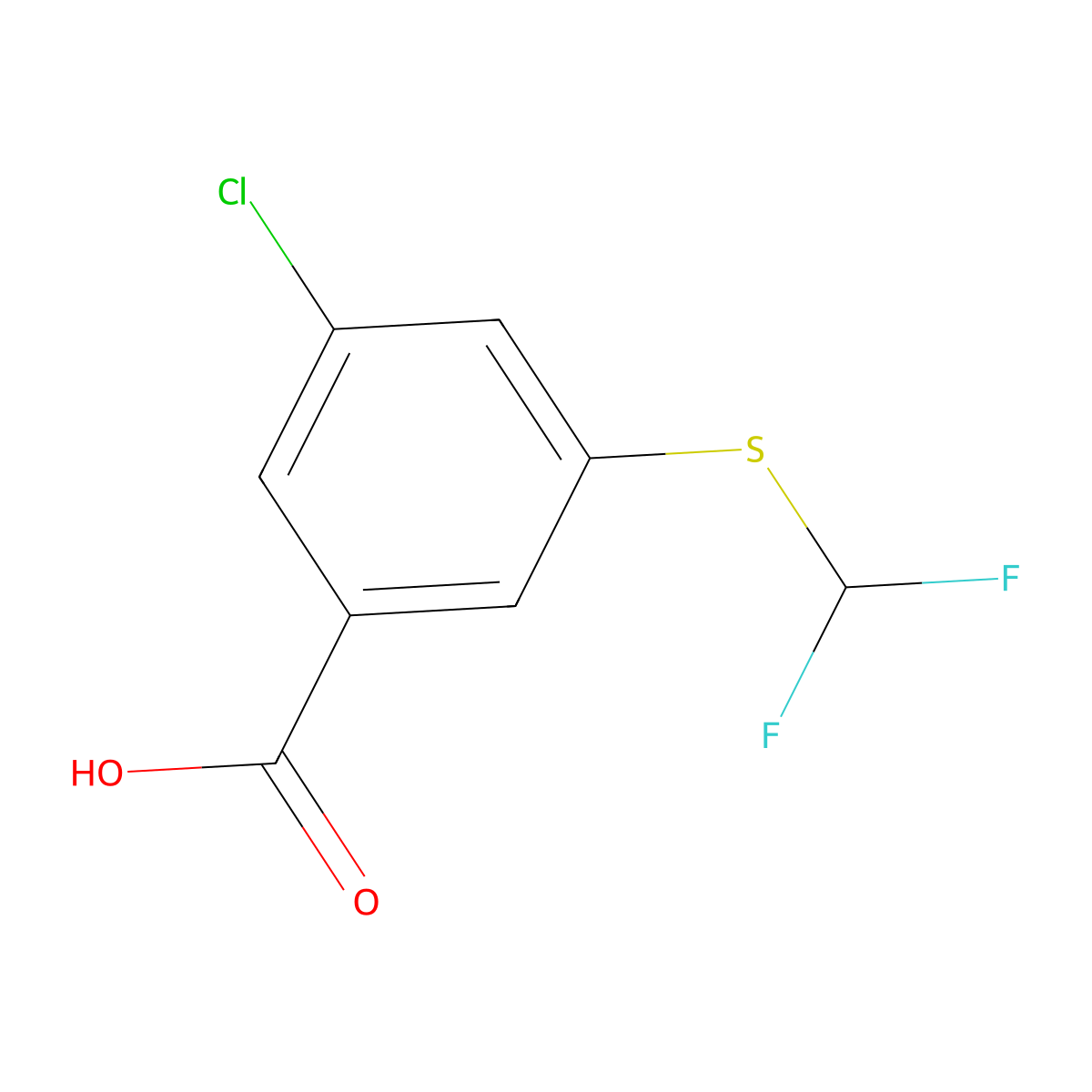3-Chloro-5-[(difluoromethyl)sulfanyl]benzoic acid molecular structure, CAS 2592405-49-5