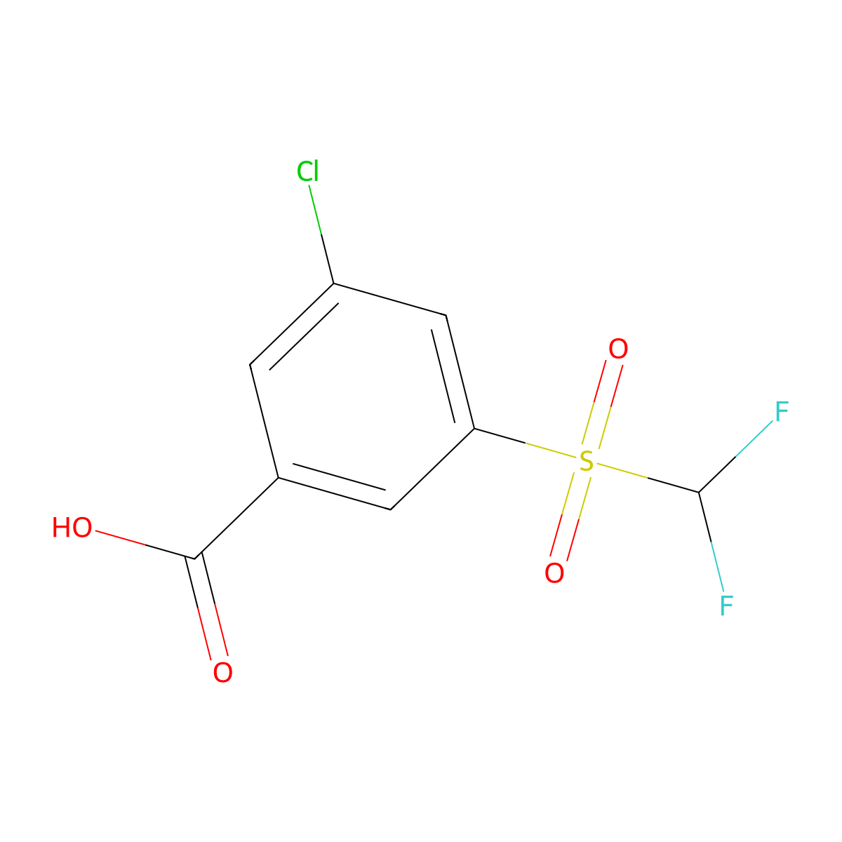 3-Chloro-5-((difluoromethyl)sulfonyl)benzoic acid molecular structure, CAS 2592405-50-8