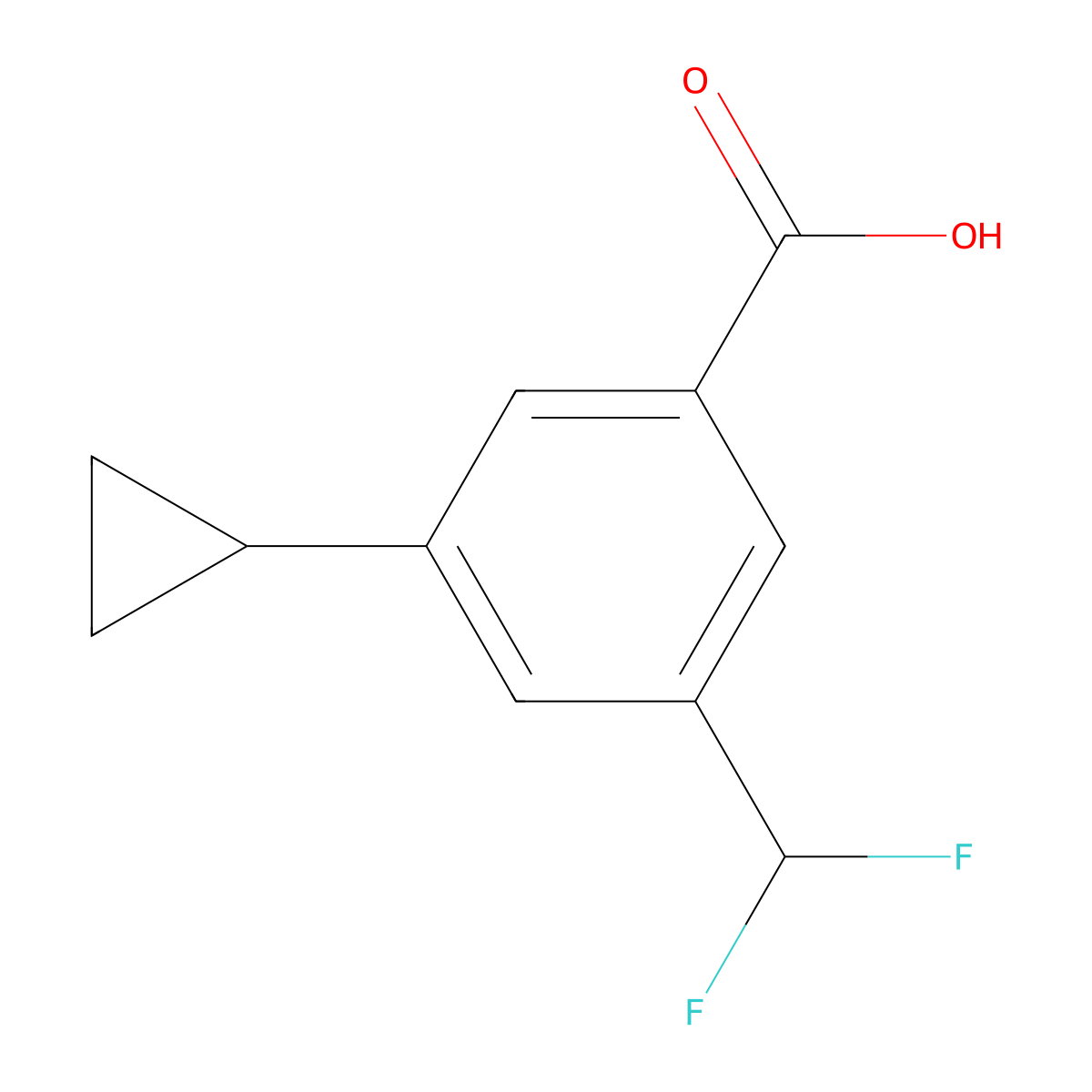3-Cyclopropyl-5-(difluoromethyl)benzoic acid molecular structure, CAS 2592405-64-4