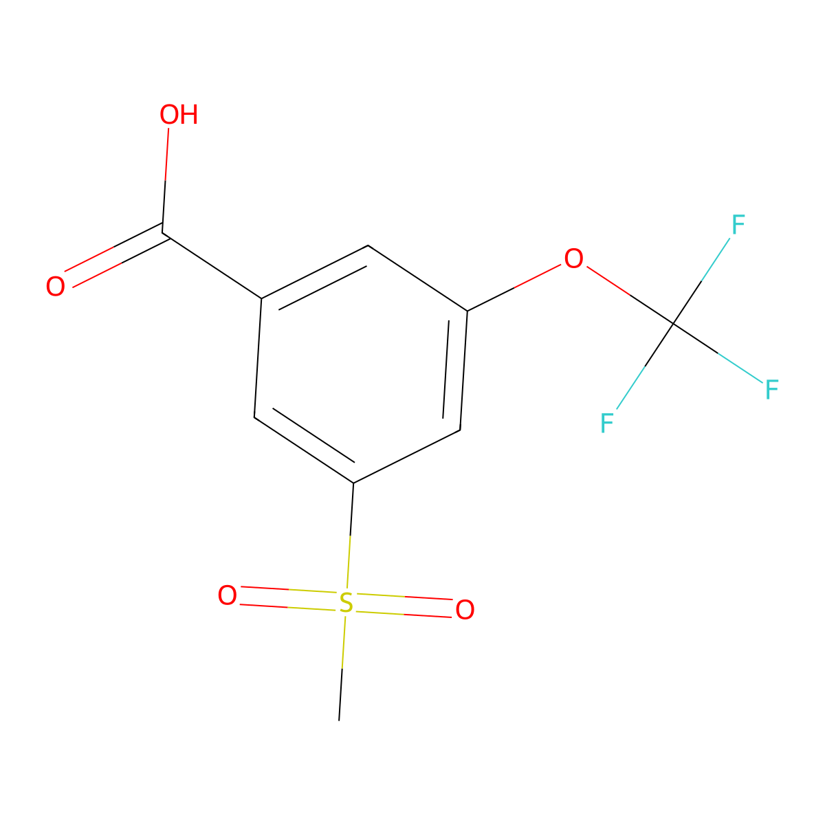 3-Methanesulfonyl-5-(trifluoromethoxy)benzoic acid molecular structure, CAS 2592405-76-8