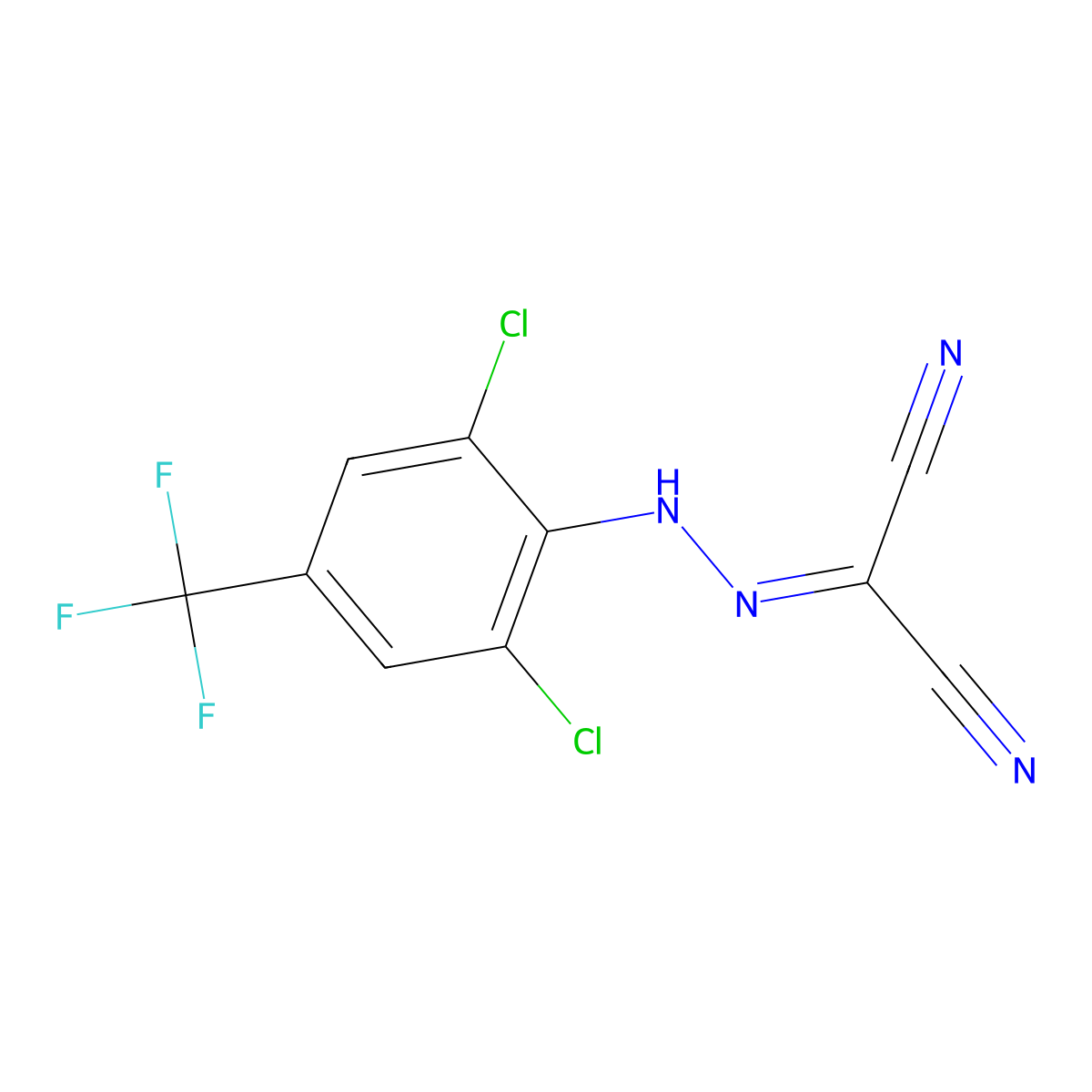 2-[2-[2,6-Dichloro-4-(trifluoromethyl)phenyl]hydrazinylidene]propanedinitrile molecular structure, CAS 259243-73-7