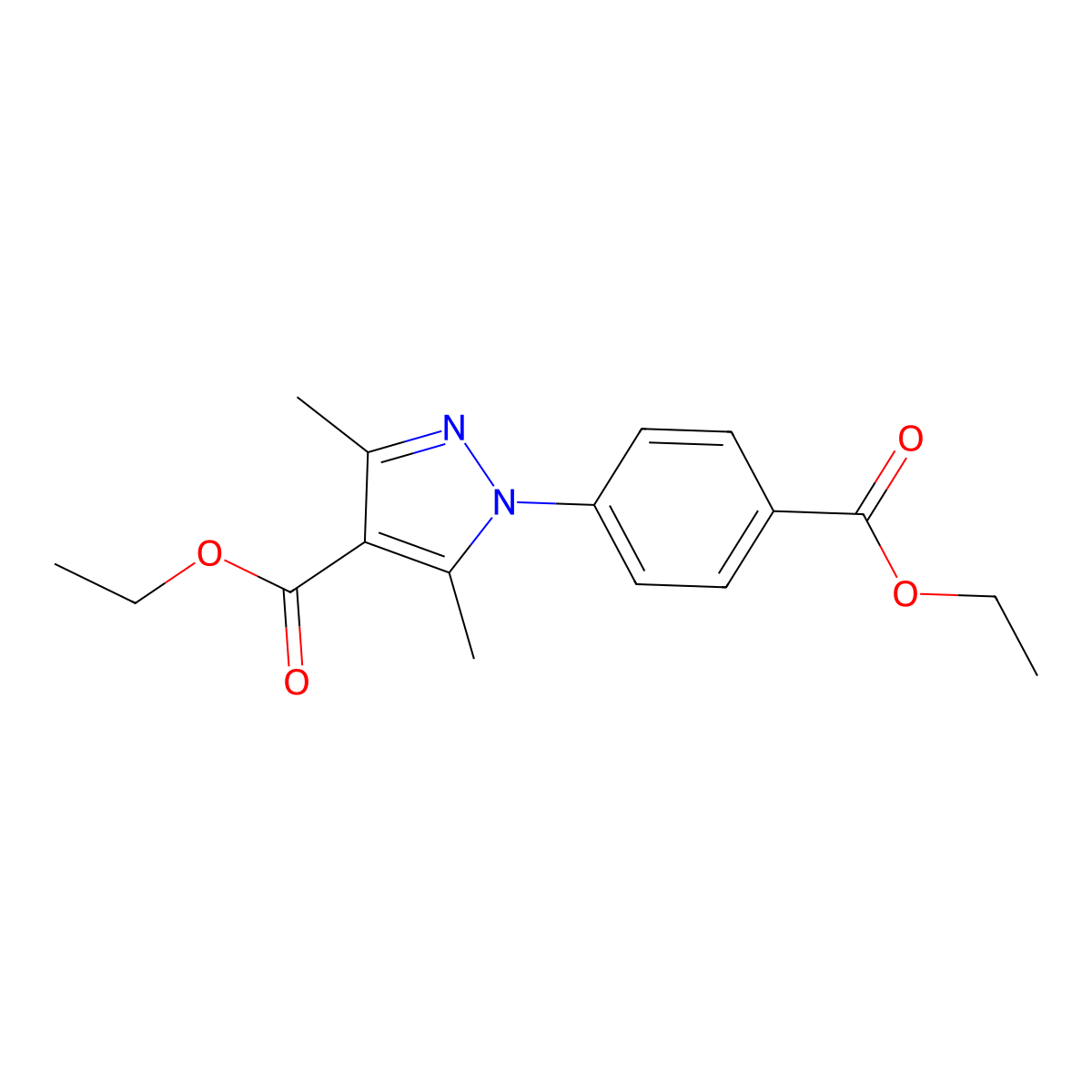 1-(4-ethoxycarbonyl-phenyl)-3,5-dimethyl-1H-pyrazole-4-carboxylic acid ethyl ester molecular structure, CAS 259244-03-6