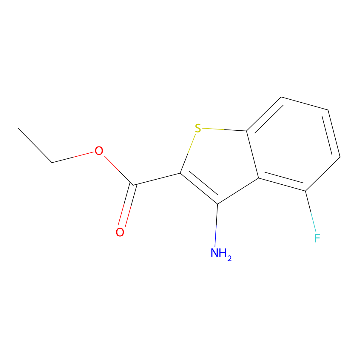 Ethyl 3-amino-4-fluoro-1-benzothiophene-2-carboxylate molecular structure, CAS 259251-80-4