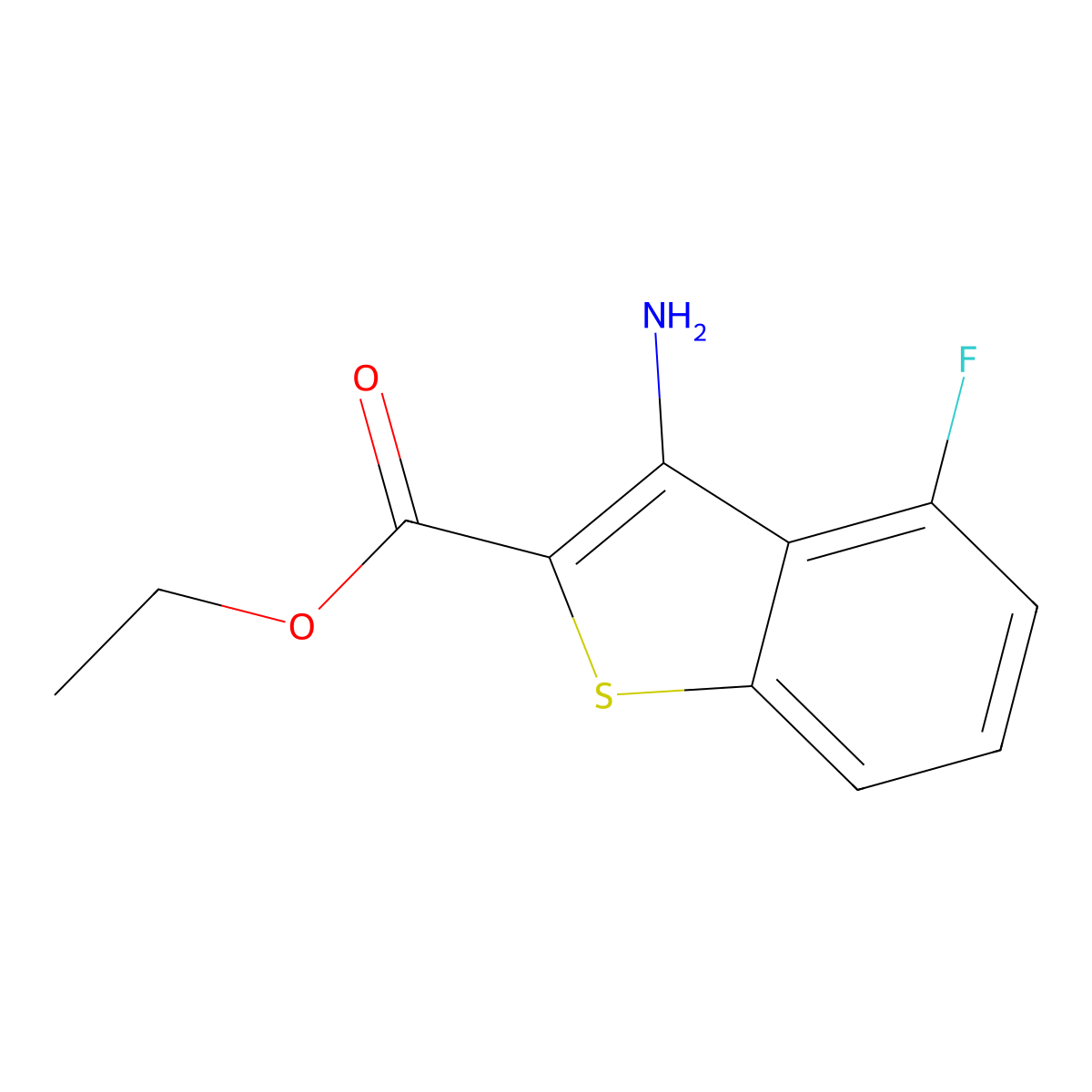 Ethyl 3-amino-4-fluoro-1-benzothiophene-2-carboxylate molecular structure, CAS 259251-80-4