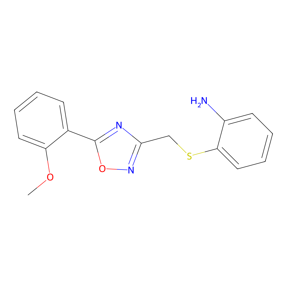 2-(((5-(2-Methoxyphenyl)-1,2,4-oxadiazol-3-yl)methyl)thio)aniline molecular structure, CAS 259252-11-4