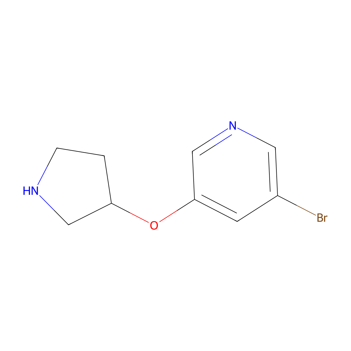 3-Bromo-5-(pyrrolidin-3-yloxy)pyridine molecular structure, CAS 259261-81-9