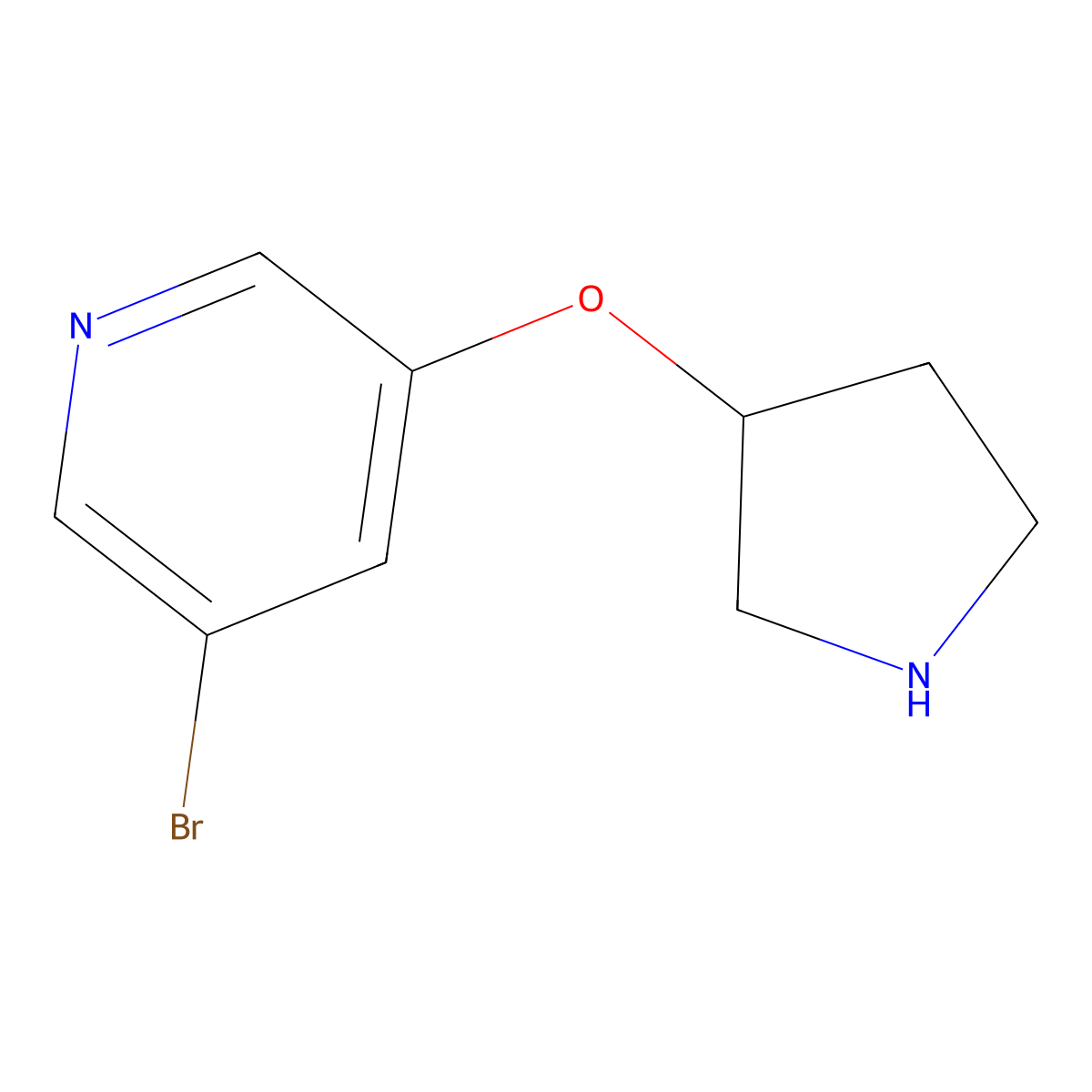 3-Bromo-5-(pyrrolidin-3-yloxy)pyridine molecular structure, CAS 259261-81-9