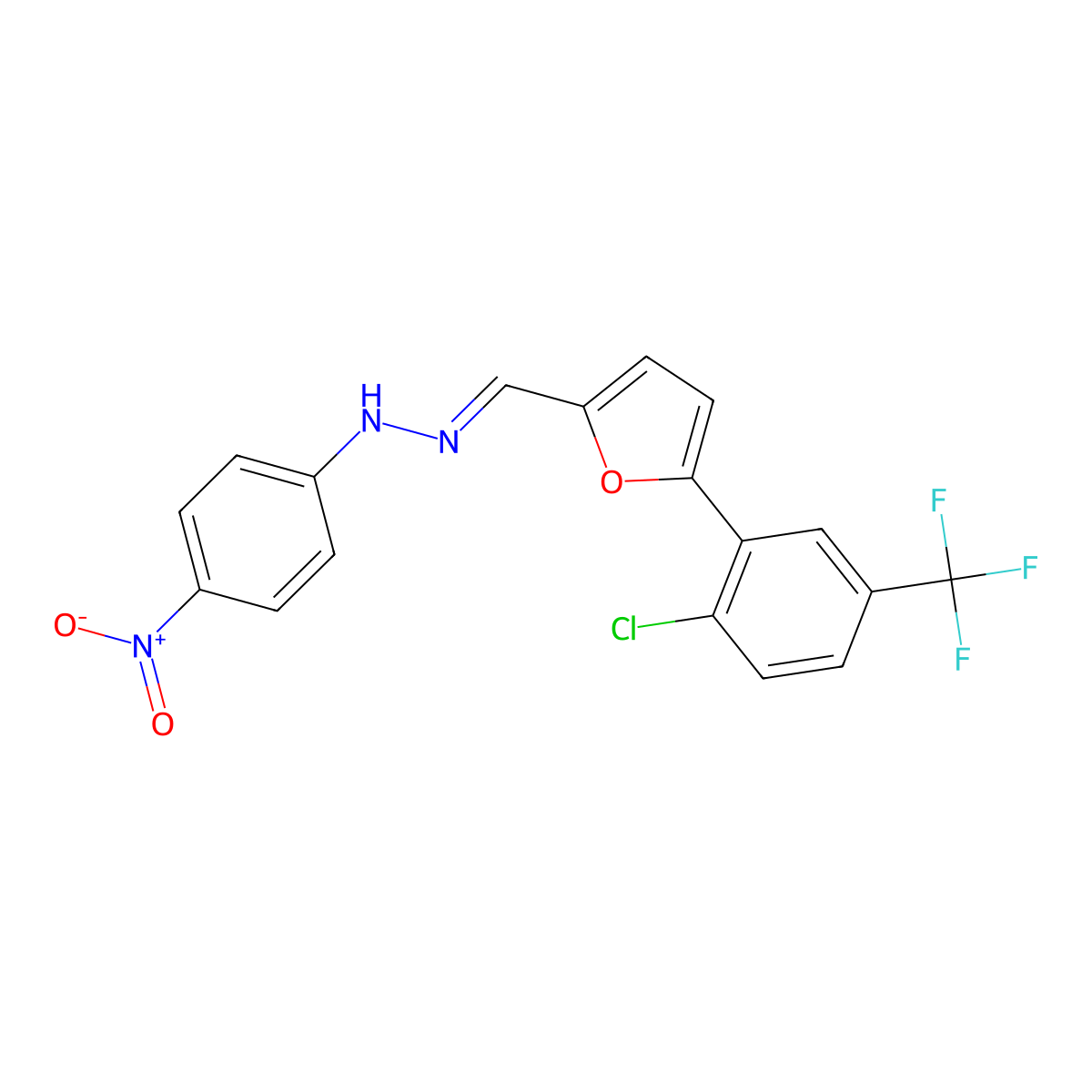 5-[2-Chloro-5-(trifluoromethyl)phenyl]-2-furancarboxaldehyde 2-(4-nitrophenyl)hydrazone molecular structure, CAS 259269-47-1