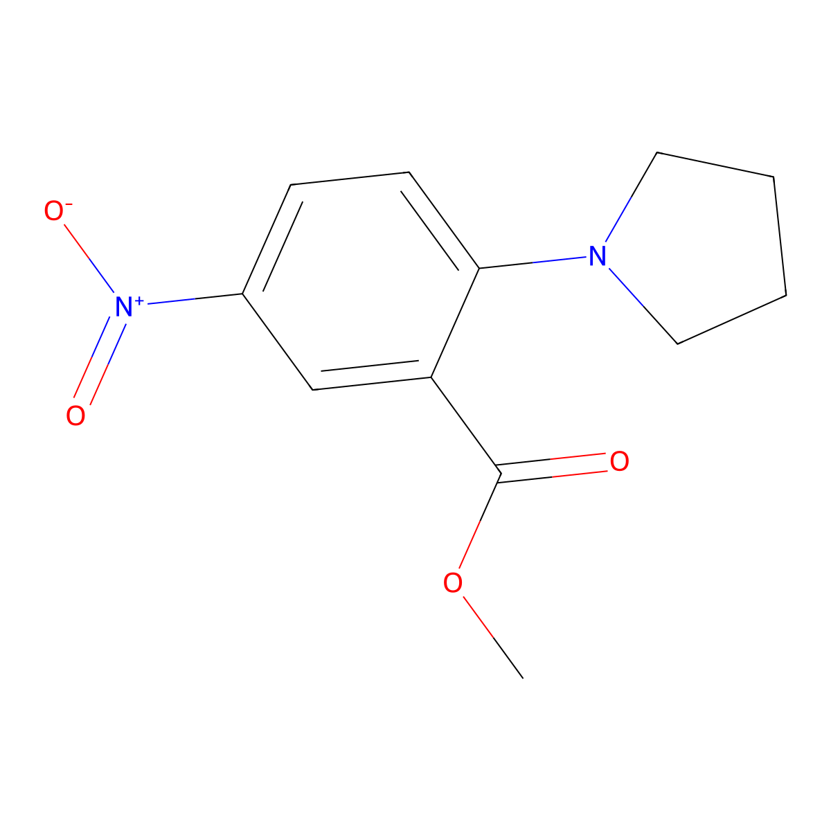 Methyl 5-nitro-2-(pyrrolidin-1-yl)benzoate molecular structure, CAS 259269-68-6