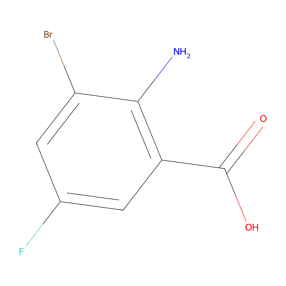 2-Amino-3-bromo-5-fluorobenzoic acid molecular structure, CAS 259269-84-6