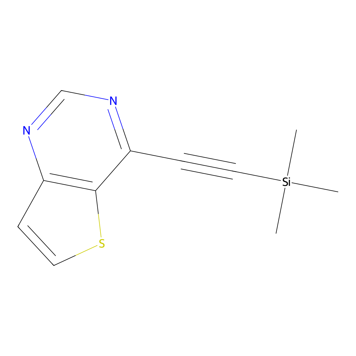 4-((Trimethylsilyl)ethynyl)thieno[3,2-d]pyrimidine molecular structure, CAS 2592825-03-9
