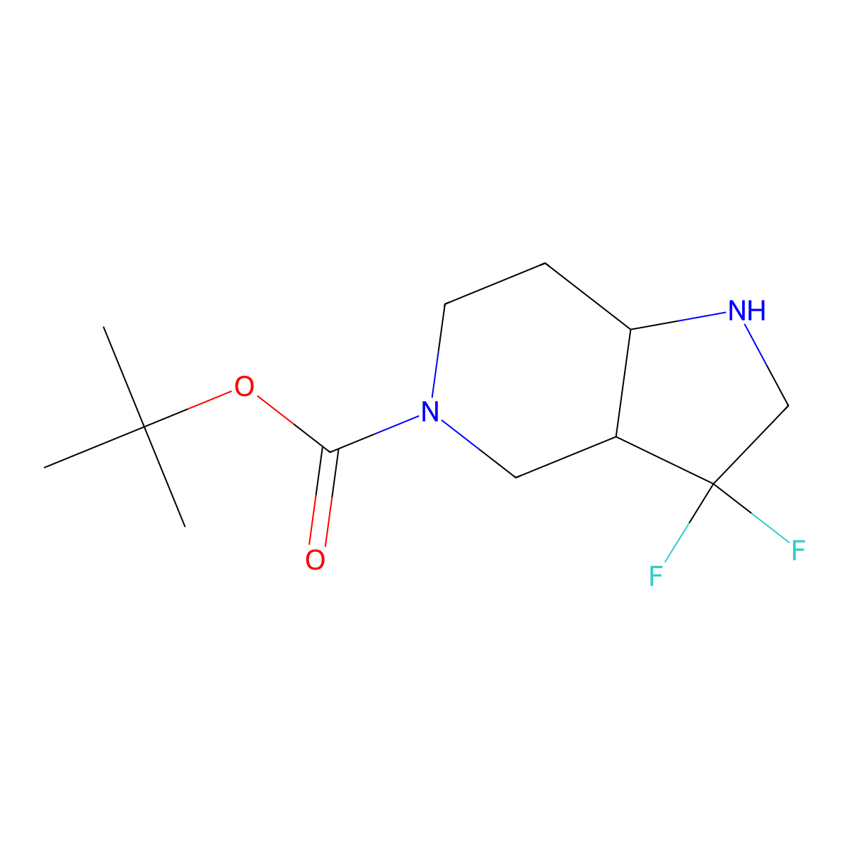 Tert-butyl cis-3,3-difluoro-2,3A,4,6,7,7A-hexahydro-1H-pyrrolo[3,2-C]pyridine-5-carboxylate molecular structure, CAS 2593308-30-4