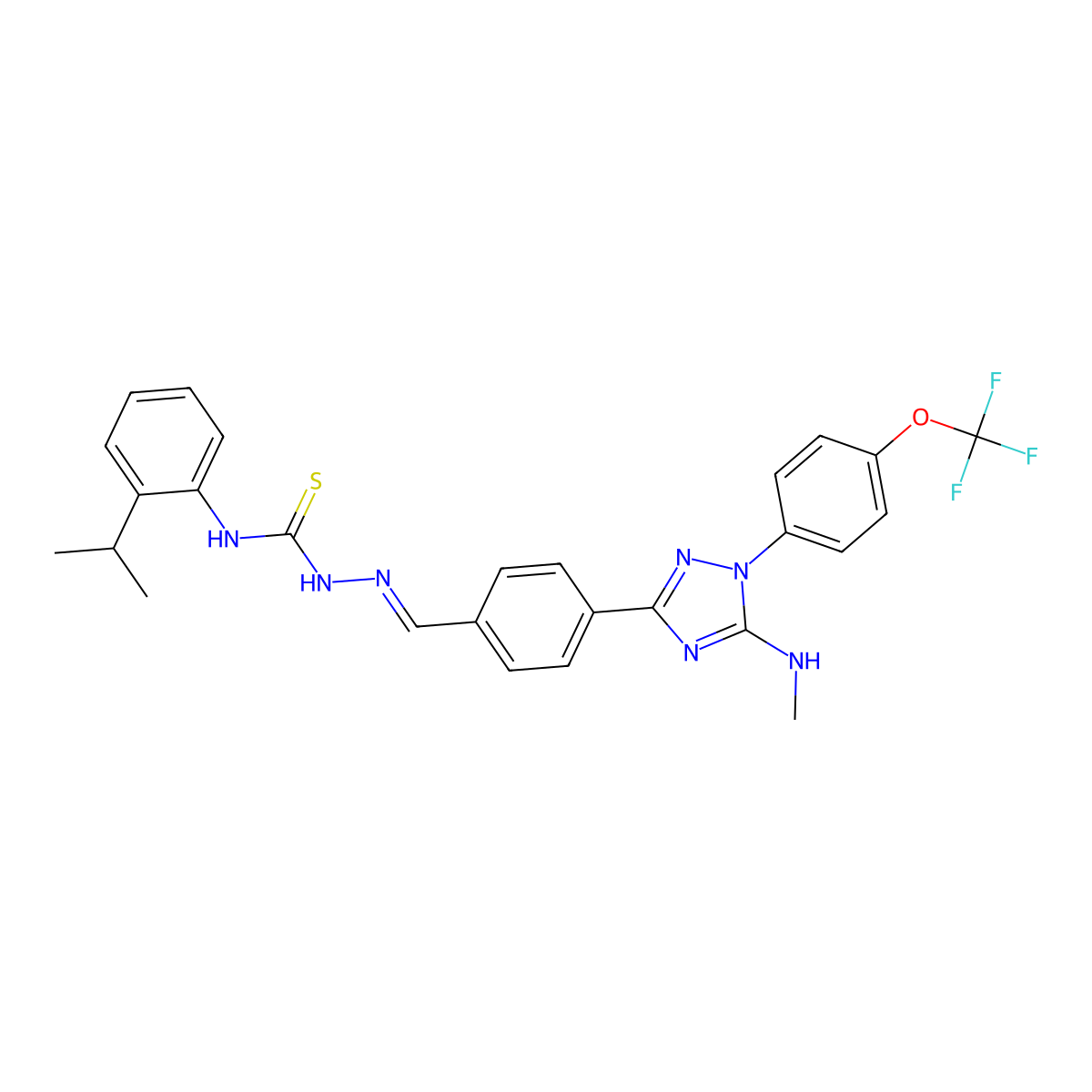 1-[(E)-[4-[5-(methylamino)-1-[4-(trifluoromethoxy)phenyl]-1,2,4-triazol-3-yl]phenyl]methylideneamino]-3-(2-propan-2-ylphenyl)thiourea molecular structure, CAS 2593495-00-0