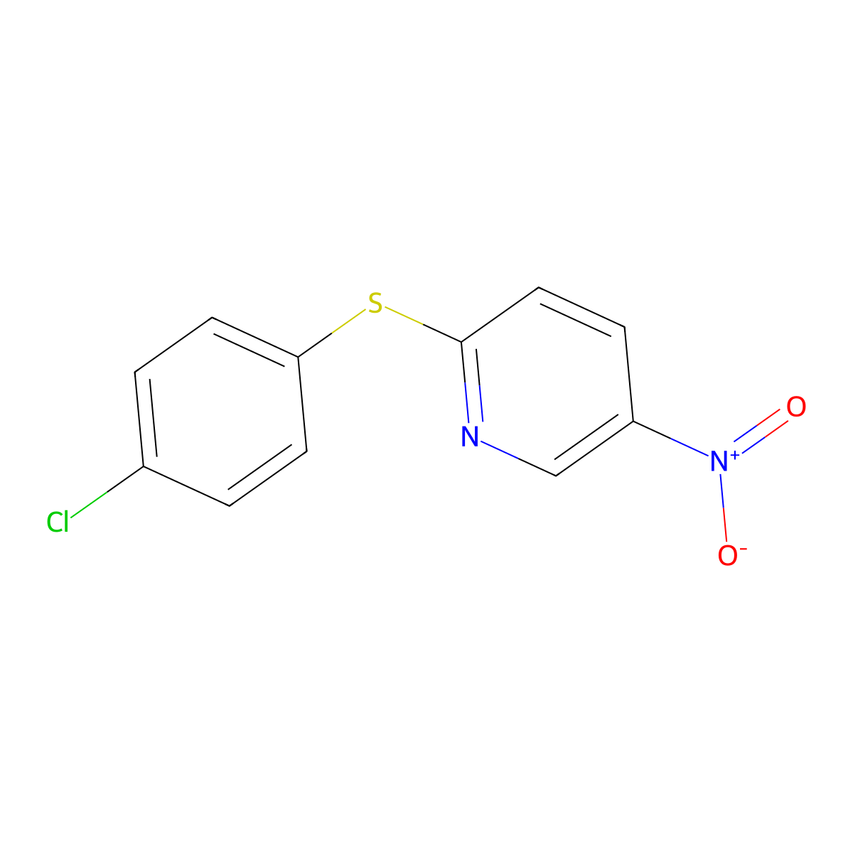 2-[(4-Chlorophenyl)sulfanyl]-5-nitropyridine molecular structure, CAS 25935-61-9